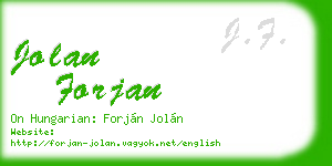 jolan forjan business card